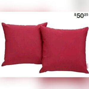 New In Box, Set of 2 MODWAY Convene Patio Square Outdoor Throw Pillow Set in Red